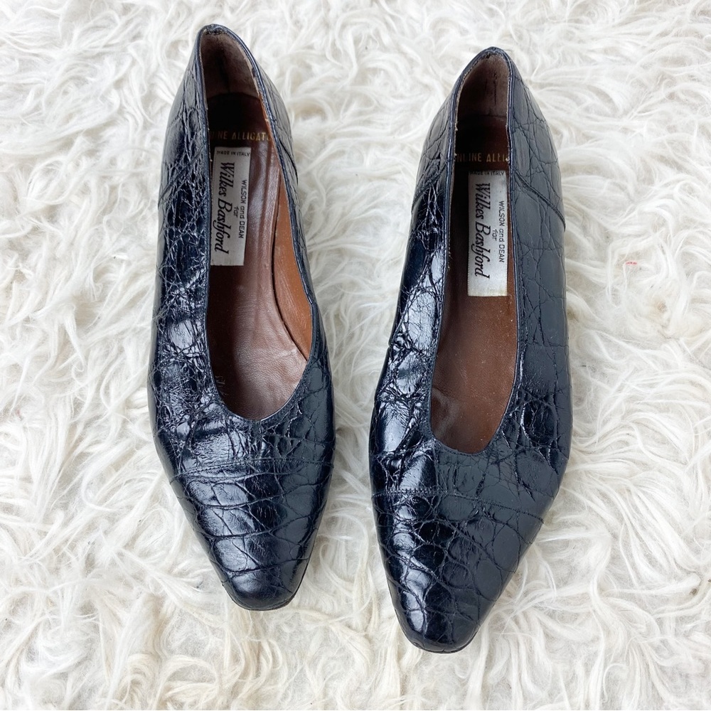 Vintage Wilkes Bashford Genuine Alligator Kitten Heels